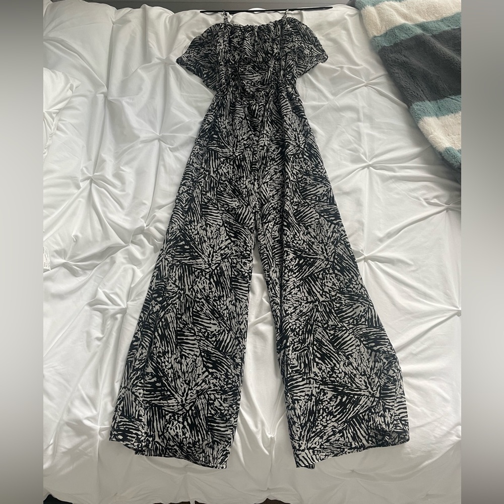 BCBG Black and White printed Jumpsuit